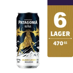 CERVEZA PATAGONIA BLACK LAGER LATAS 470CC PACK X6