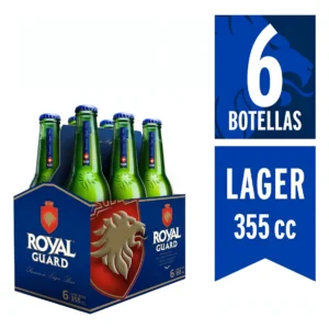 CERVEZA ROYAL GUARD PREMIUM LAGER BOTELLA 355CC PACK X6