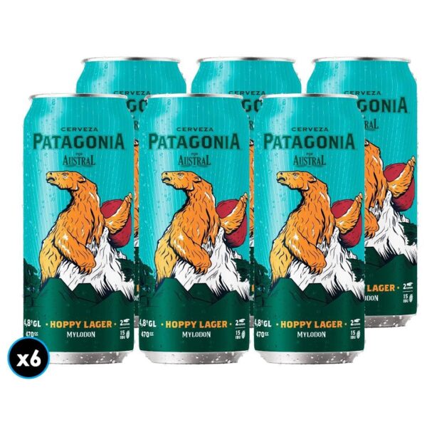 CERVEZA PATAGONIA HOPPY LAGER LATAS 470CC PACK X6