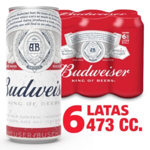 CERVEZA BUDWEISER LATA 473CC PACK X6