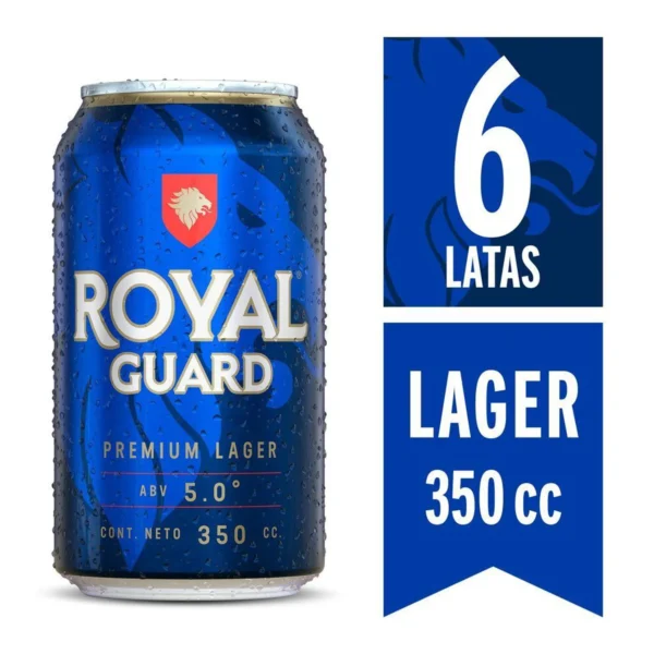 CERVEZA ROYAL GUARD PREMIUM LATAS PACK 350CC PACK X6
