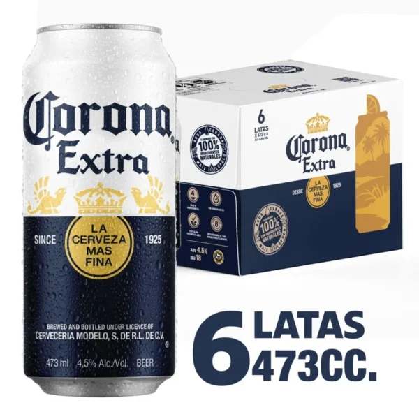 CERVEZA CORONA LATA 473CC	PACK X6