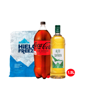 PROMO PISCO ALTO DE CARMEN 1.5LT+BEBIDA COCA COLA 3LT+2KG HIELO