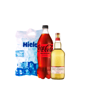 PROMO TRES ERRES 750ML+BEBIDA COCA COLA 1.5LT+1KG HIELO