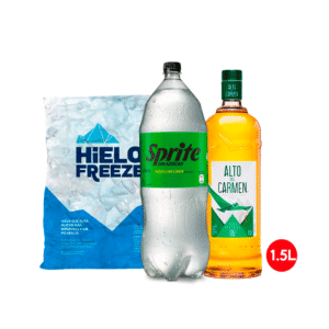 PROMOCION DE PISCO ALTO DE CARMEN 1500ML+ SPRITE 3LT+2KG HIELO