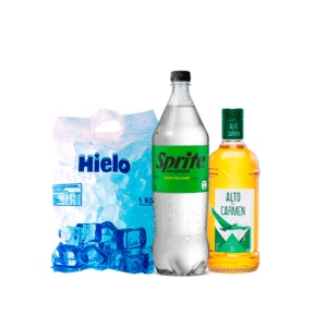 PROMOCION DE PISCO ALTO DE CARMEN 750ML+ SPRITE 1.5LT+1KG HIELO