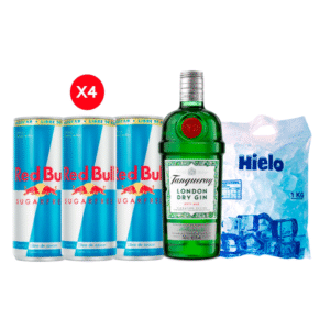 PROMOCION DE GIN TANQUERAY 750+ 4 RED BULL YELLOW+1KG HIELO